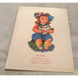 Vintage Little Bo Peep illustrated nursery rhyme art print 8x10 cardstock